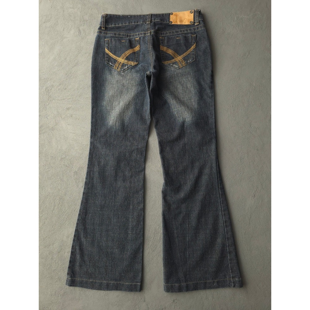 Vintage 2000s JouJou Blue Flare Jeans Size 9/10 Embroidered Low Rise